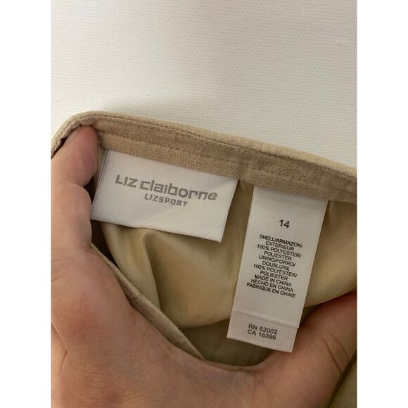 Liz Claiborne Liz Sport Size 14 Pencil Skirt Knee Length Zipper Brown Tan Cream - Picture 3 of 6